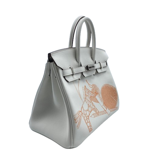 Hermes Birkin 25 In and Out Blanco Voor Swift Bron/Palladium Metal Fittings B Engraved