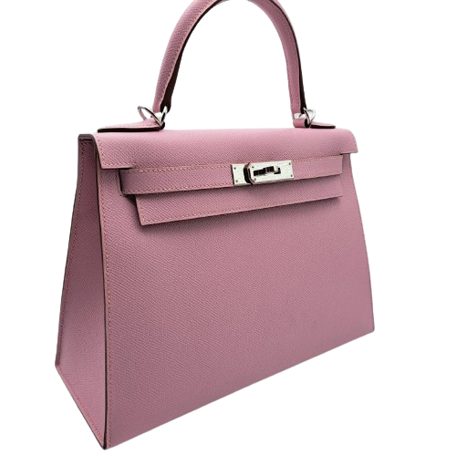 Pre-Owned Hermes Kelly 28 Mauve Silvestle Vaud Epson Silver Metal Fittings B Engraved
