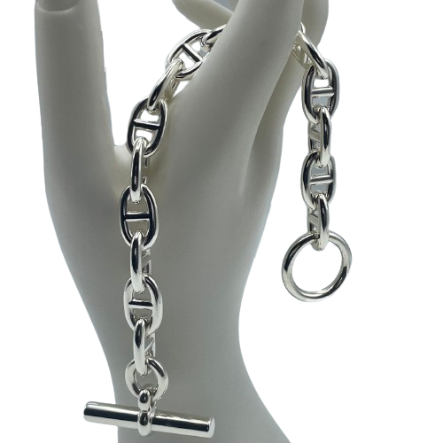 Pre-Owned Hermes Chaine Dunkle Bracelet MM Silver