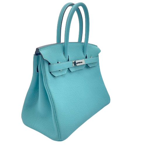 Hermes Birkin 30 Blue Ator Torillon Clemence Silver Metal Fittings T-Stamped