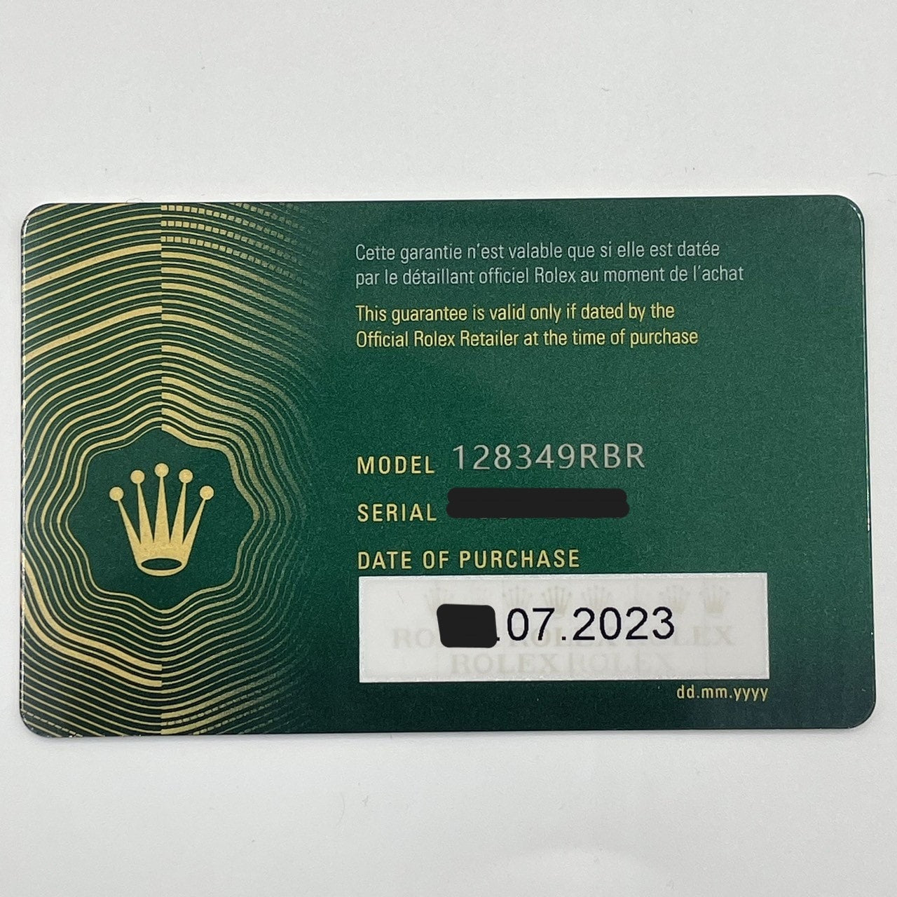 사전 소유 롤렉스 데이 날짜 128349RBR BLOO OMBRE 10P 다이아몬드 36mm