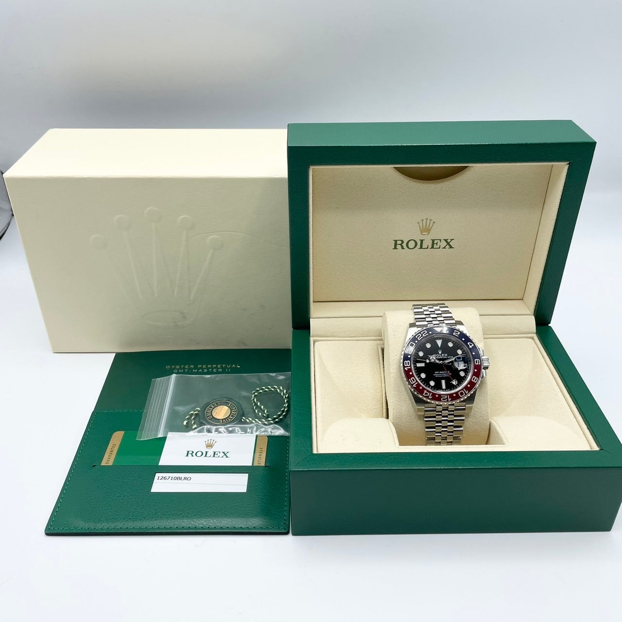 사전 소유 롤렉스 GMT 마스터 II 126710Blro Jubilee 팔찌 검은 40mm