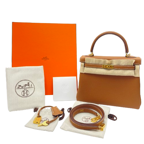 Hermes Kelly 25 金色 Togo 金色五金件 W 雕刻