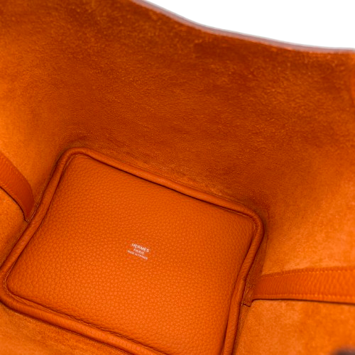 Hermes Picotin Lock PM Orange Torillon Clemence Silver Metal Fittings w 새겨 져