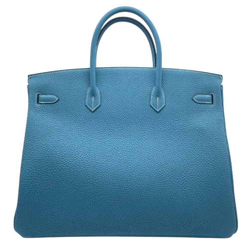 愛馬仕Birkin 40新的藍色基因多哥銀金屬配件W刻