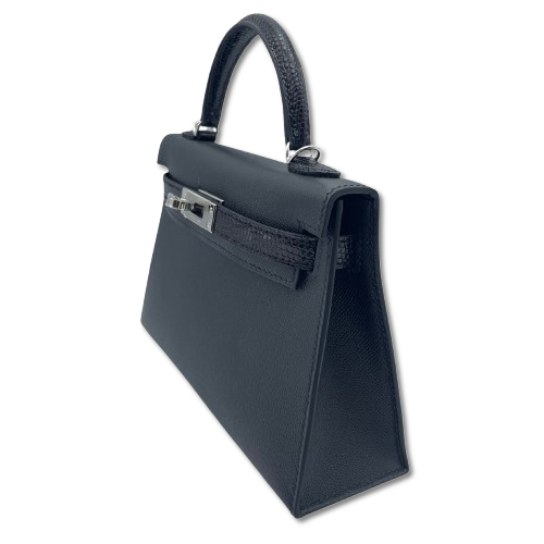 プレオウンド 【現金特価】エルメス ミニケリー2 ノワール マダム/リザード シルバー金具 W刻印