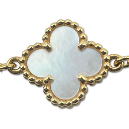 Pre-Owned Van Cleef & Arpels Sweet Alhambra Bracelet VCARF68800 Mother of Pearl Yellow Gold