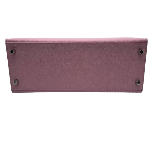 Pre-Owned Hermes Kelly 28 Mauve Silvestle Vaud Epson Silver Metal Fittings B Engraved