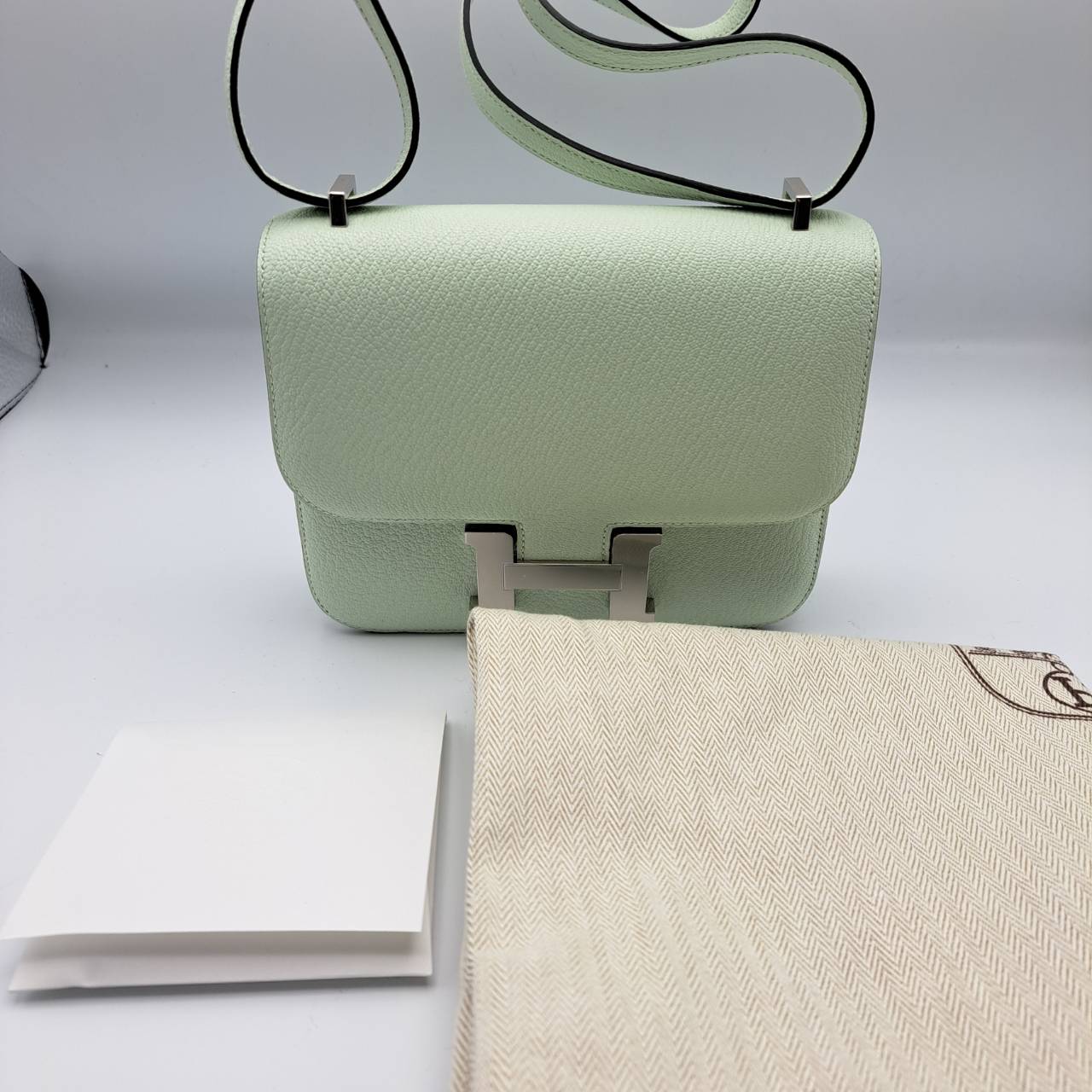 プレオウンド エルメス コンスタンス3 ミニ18 ミラー付き ヴェールフィズ シェーブル シルバー金具 B刻印