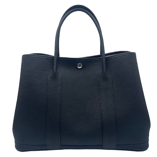 Pre-Owned Hermes Garden Party PM Noir Negonda Silver Fittings W Engraved