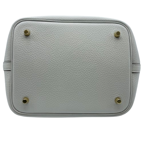 愛馬仕picotin鎖毫米藍色蒼白Torillon Clemence Gold Hardware w刻有