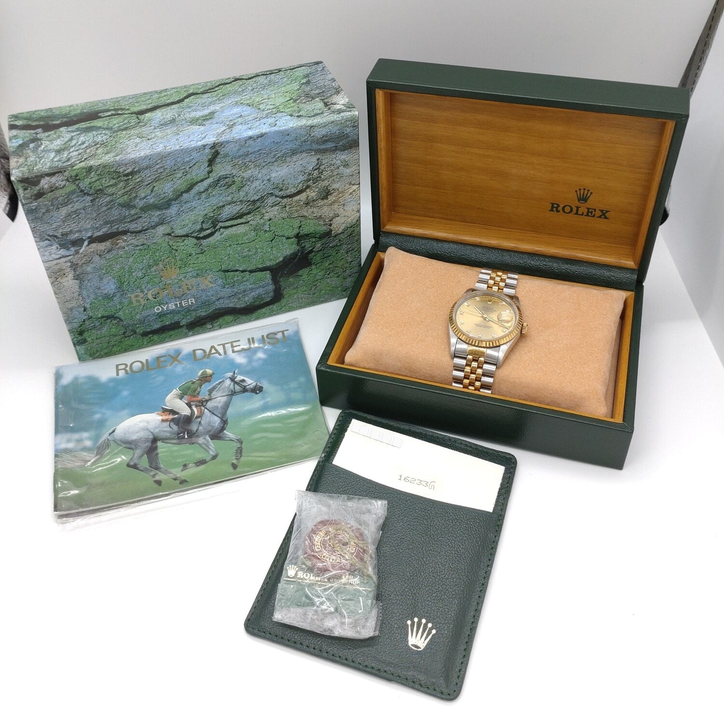 Pre-Owned Rolex Datejust 16233G 10P Diamond Champagne Gold