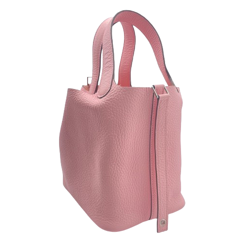 Hermes Picotin Lock PM Rose Sakura Torillon Clemence Silver Metal Fittings B 조각.