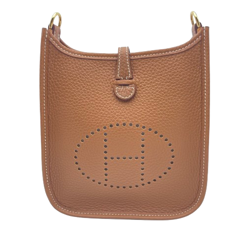 Pre-Owned Hermes Mini Evelyn TPM Gold Torillon Clemence Gold Hardware W Engraved