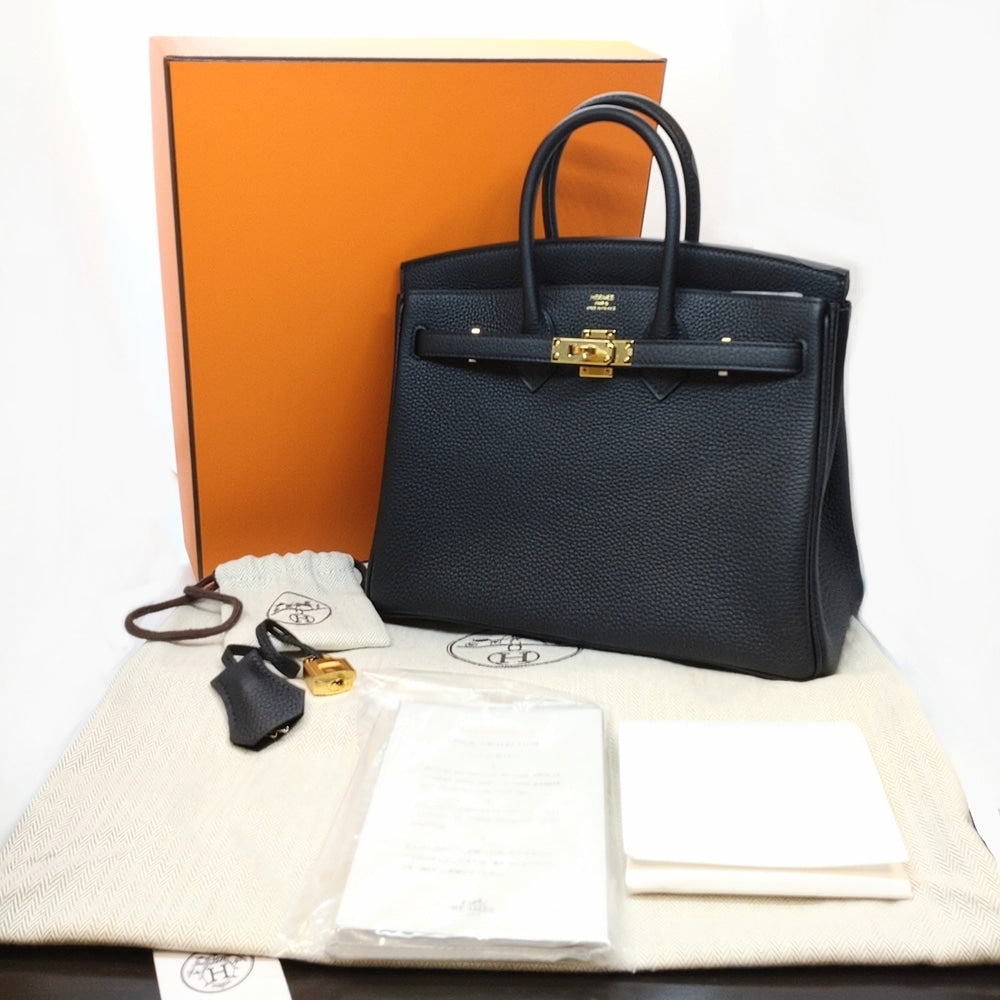 プレオウンド エルメス バーキン25 ブラックトゴ ゴールド金具 U刻印