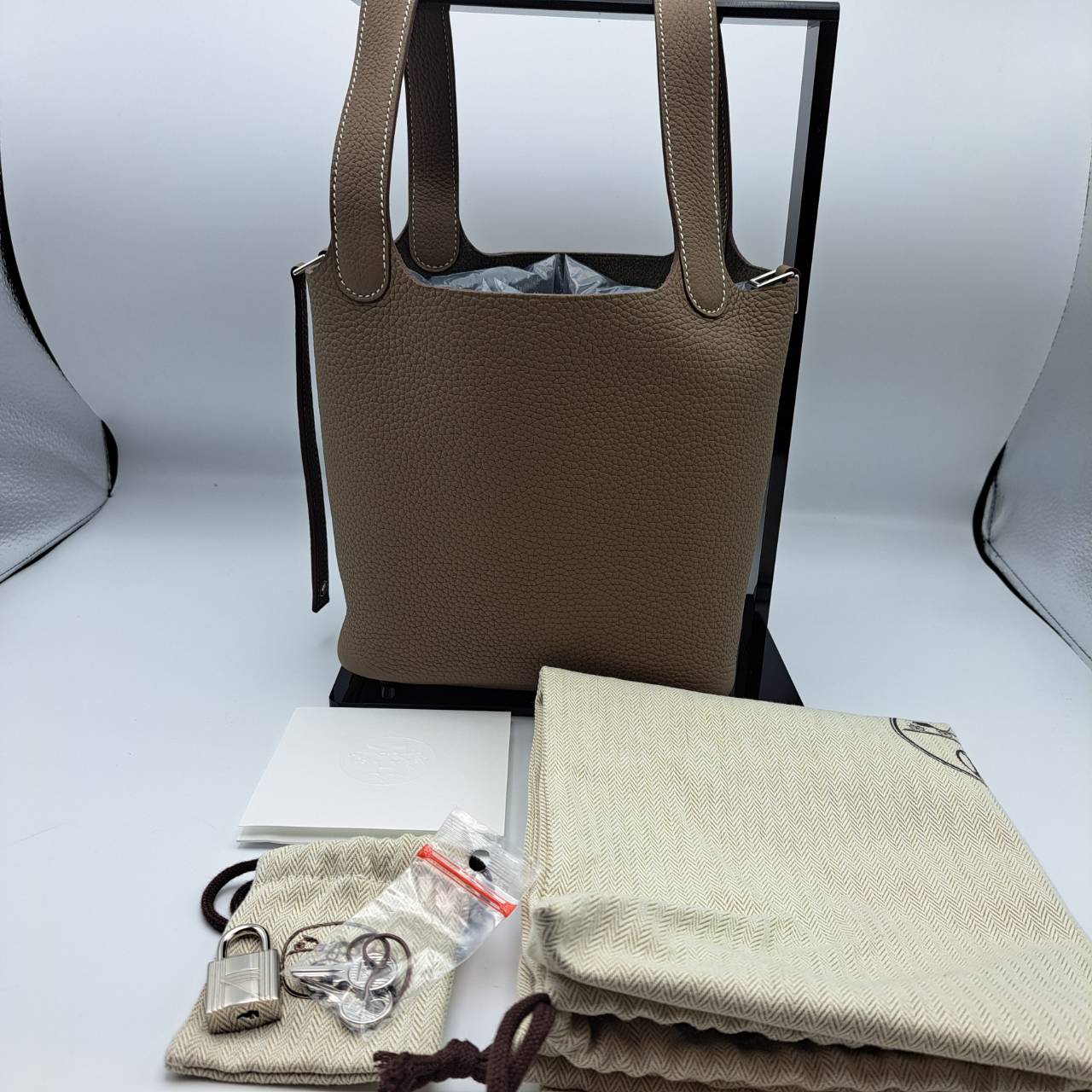 Hermes Picotin Lock PM Silver Metal Etoupe 조각 b