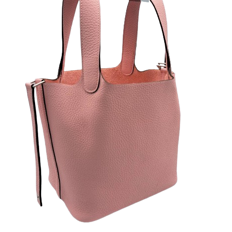 Hermes Picotin Lock PM Rose Sakura Torillon Clemence Silver Metal Fittings B 조각.