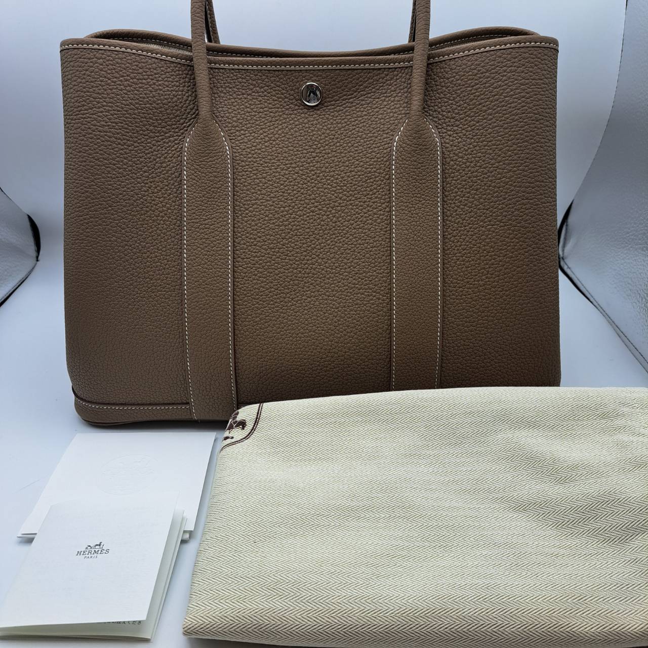 プレオウンド エルメス ガーデンパーティー PM ネゴンダ エトゥープ シルバー金具 B刻印