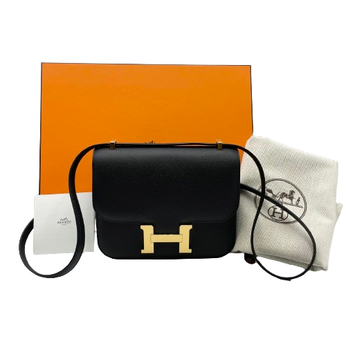 Hermes Constance Mini 18 거울 Epson Black Gold Hardware B 새겨 져 있습니다.