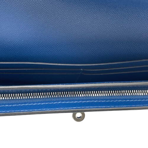 プレオウンド エルメス ケリーポケット ロング ブルーニュイ トゴ シルバー金具 B刻印
