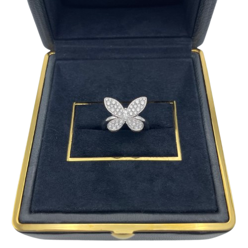 Pre-Owned Graph Butterfly Diamond Ring White Gold #46 (Size 6)