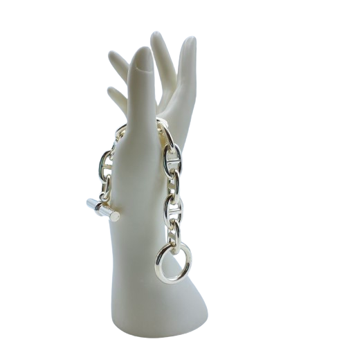 Pre-Owned Hermes Chaine Dunkle Bracelet TGM Silver 925/1000