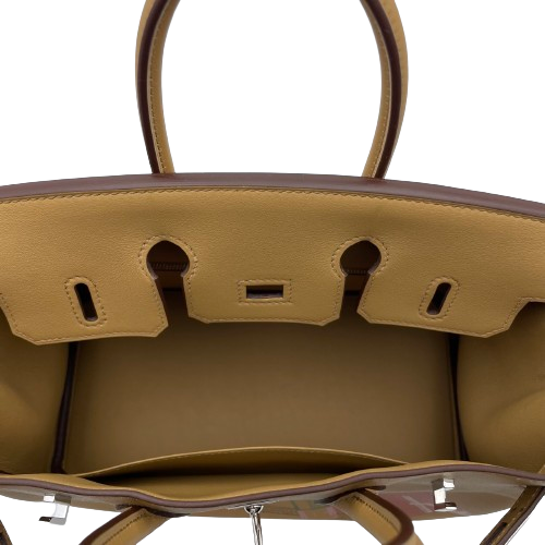 Hermes Birkin 25 Biscuy Voor Swift Silver Fittings Z 새겨 져