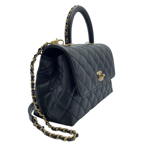 Chanel Coco Handle 24 XS Black Caviar Skin Chain Handle