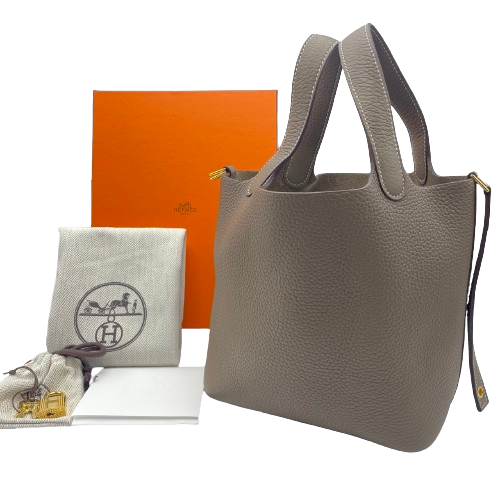 Hermes Picotin Lock PM Etoupe Torillon Clemence Gold Hardware B 조각.