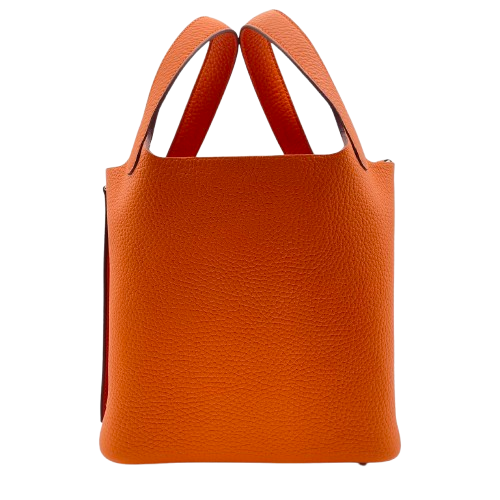 Hermes Picotin Lock PM Orange Torillon Clemence Silver Metal Fittings w 새겨 져
