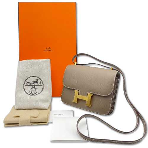 Preowned Hermes Constance 3 Mini Miloir 18 Etoupe Epson Gold Hardware W Engraved