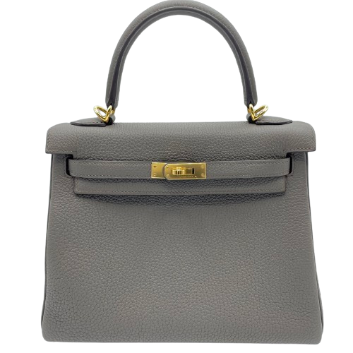 Pre-Owned Hermes Kelly 25 Ethan Togo Gold Hardware B Engraved