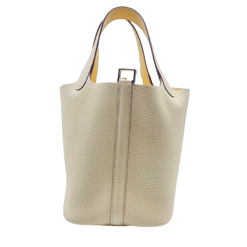 Hermes Picotin Lock PM Nata Torillon Clemence Silver Metal Fittings B 조각.