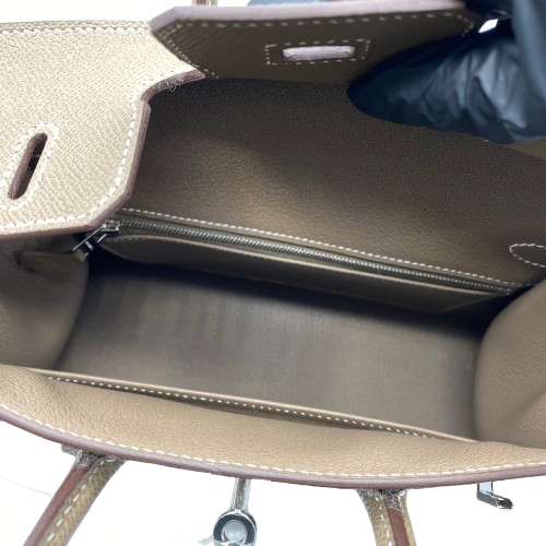Hermes Birkin 25 Etoupe Serie vau Epson Silver Fittings u Engraved