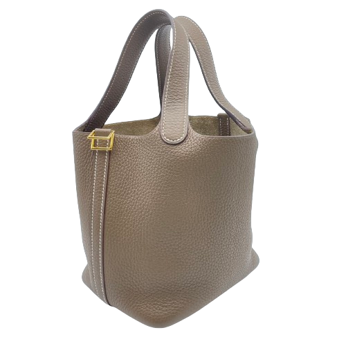 Hermes Picotin Lock PM Etoupe Torillon Clemence Gold Hardware u Engraved