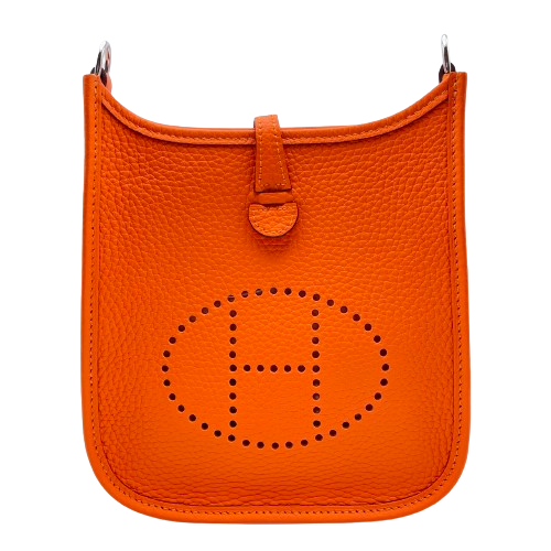 Pre-Owned [Hermes Mini Evelyn TPM Orange Minian Torillon Clemence Silver Fittings W Engraved
