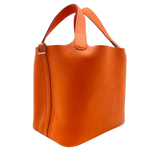 Hermes Picotin Lock PM Orange Torillon Clemence Silver Metal Fittings w 새겨 져