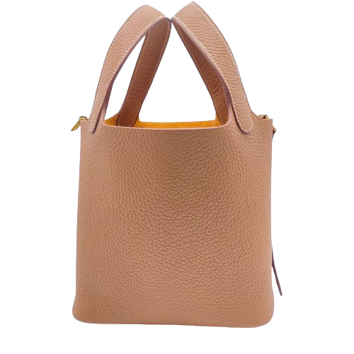 Pre-Owned Hermes Picotin Lock PM Gold Torillon Clemence Gold Hardware B Engraved