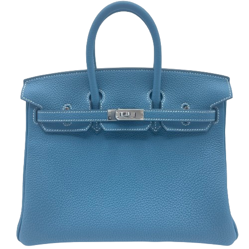 Hermes Birkin 25 New Blue Gene Torillon Clemence Silver Metal Fittings W 새로