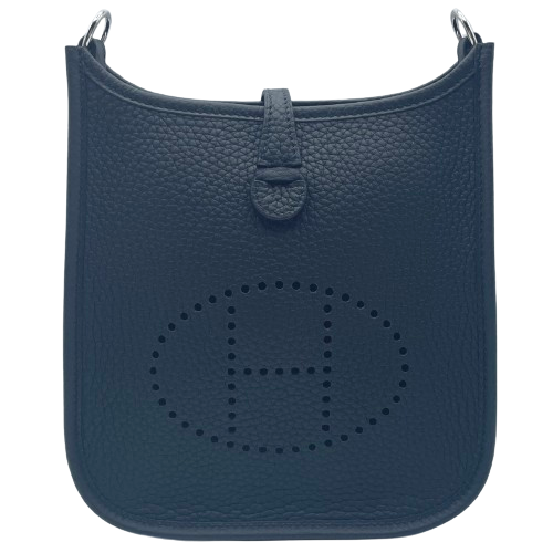 Pre-Owned Hermes Evelyn TPM Torillon Clemence Noir Silver Metal Fittings W Engraved