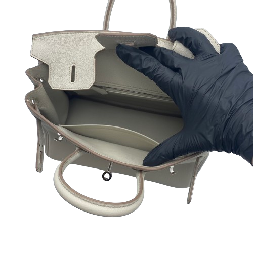 Hermes Birkin 25 Beton Togo Silver Metal Fittings B 조각.