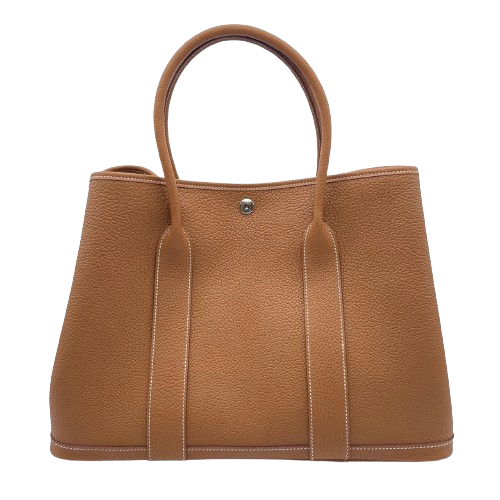 Pre-Owned Hermes Garden Party PM Gold Negonda Silver Hardware W Engraved