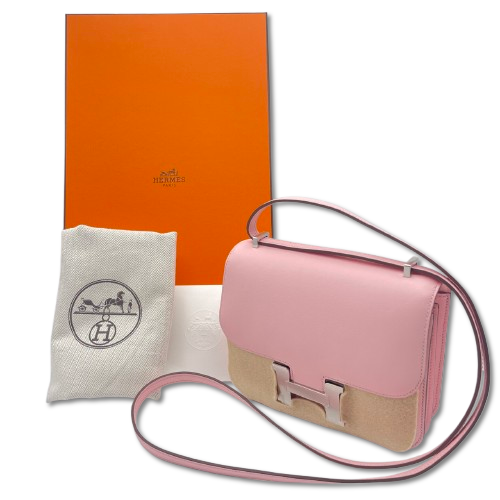 Hermes Constance Mini 18 Rose Sakura Swift Silver Metal Fittings w 새로