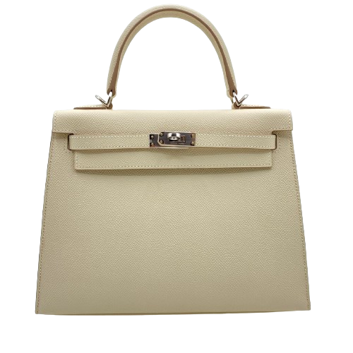 Pre-Owned Hermes Kelly 25 Cre Epson Silver Fittings U Engraved
