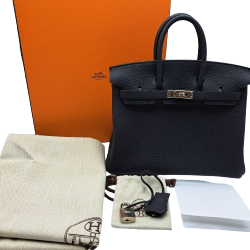 Hermes Birkin 25 Noir Togo Silver Fittings u 조각