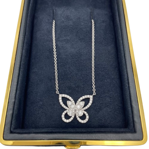 Pre-Owned Graph Multi Butterfly Silhouette Pendant White Gold