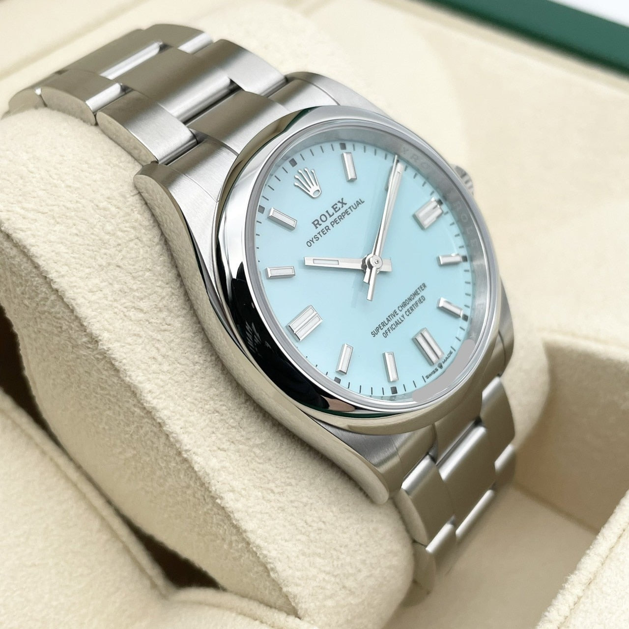 ロレックス オイスターパーペチュアル 126000 オイスターブレスレット ターコイズブルー 36mm