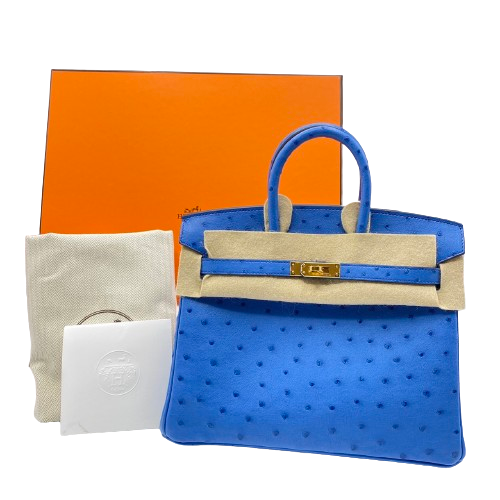 Hermes Birkin 25 Mykonos Ostrich Gold Hardware B가 새겨 져 있습니다