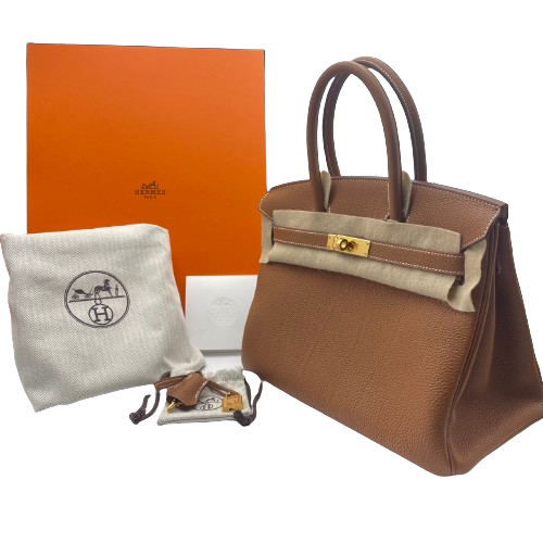 Hermes Birkin 30 골드 토고 골드 하드웨어 w 새로워졌습니다