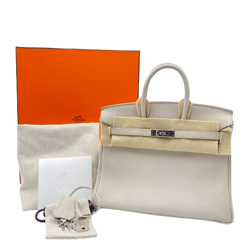 Hermes Birkin 25 Beton Togo Silver Metal Fittings B 조각.